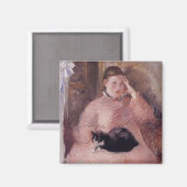 Vrouw met een kat (van Edouard Manet) Magneet (Voorkant / Achterkant)