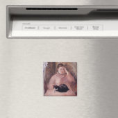 Vrouw met een kat (van Edouard Manet) Magneet (Insitu (Vaatwasser))