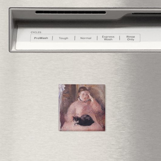 Vrouw met een kat (van Edouard Manet) Magneet (Insitu (Vaatwasser))