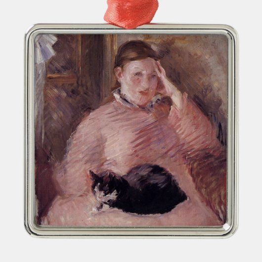 Vrouw met een kat (van Edouard Manet) Metalen Ornament (Voorkant)