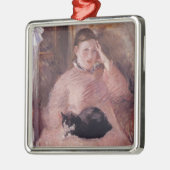 Vrouw met een kat (van Edouard Manet) Metalen Ornament (Links)