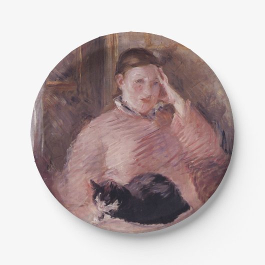 Vrouw met een kat (van Edouard Manet) Papieren Bordje (Voorkant)