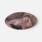 Vrouw met een kat (van Edouard Manet) Papieren Bordje (Gekanteld)