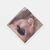 Vrouw met een kat (van Edouard Manet) Servet (Hoek)