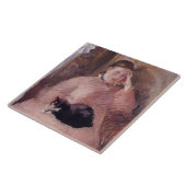 Vrouw met een kat (van Edouard Manet) Tegeltje (Zijkant)