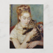 Vrouw met een kat van Pierre-Auguste Renoir Briefkaart (Voorkant)