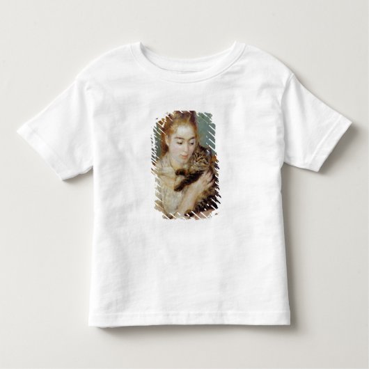 Vrouw met een kat van Pierre-Auguste Renoir Kinder Shirts (Voorkant)