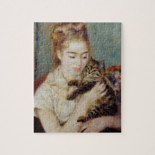 Vrouw met een Kat van Pierre-Auguste Renoir Legpuzzel (Verticaal)