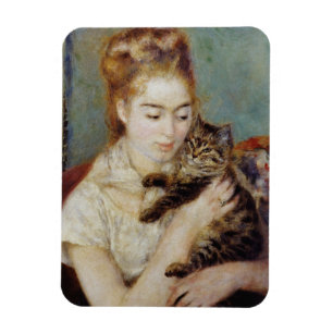 Vrouw met een Kat van Pierre-Auguste Renoir Magneet