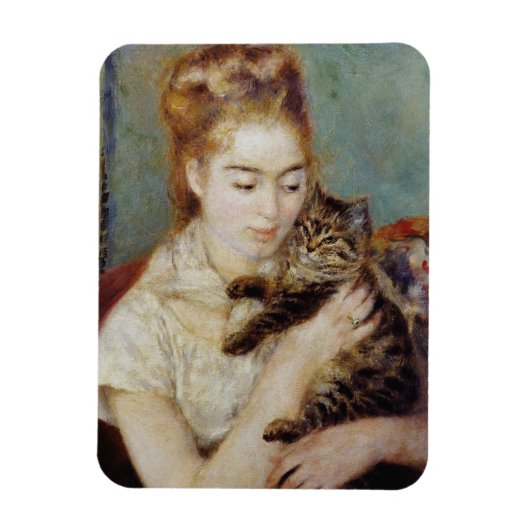 Vrouw met een kat van Pierre-Auguste Renoir Magneet (Verticaal)