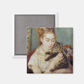 Vrouw met een kat van Pierre-Auguste Renoir Magneet (Voorkant / Achterkant)