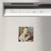 Vrouw met een kat van Pierre-Auguste Renoir Magneet (Insitu (Vaatwasser))