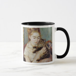 Vrouw met een Kat van Pierre-Auguste Renoir Mok