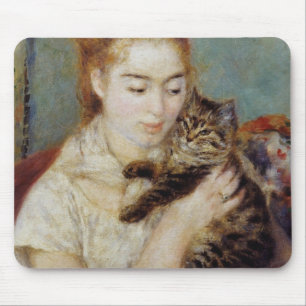 Vrouw met een Kat van Pierre-Auguste Renoir Muismat