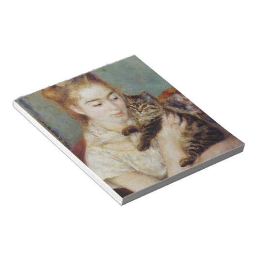 Vrouw met een kat van Pierre-Auguste Renoir Notitieblok (Schuin)