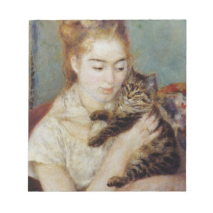 Vrouw met een kat van Pierre-Auguste Renoir Notitieblok