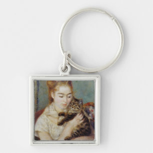 Vrouw met een Kat van Pierre-Auguste Renoir Sleutelhanger
