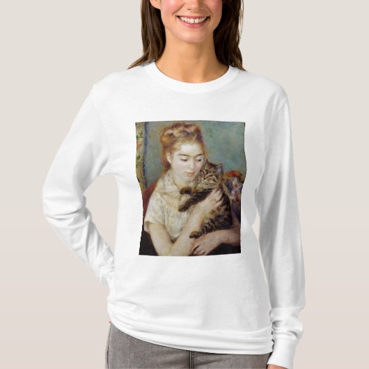 Vrouw met een Kat van Pierre-Auguste Renoir T-shirt (Voorkant)