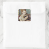 Vrouw met een kat van Pierre-Auguste Renoir Vierkante Sticker (Tas)