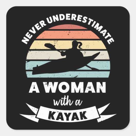 Vrouw met een Kayak Funny Gift Wife Mam Vierkante Sticker (Voorkant)