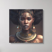 Vrouw met een ketting en oorbellen zwart Afrika Canvas Afdruk (Voorkant)