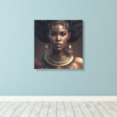 Vrouw met een ketting en oorbellen zwart Afrika Canvas Afdruk (Insitu (Houten vloer))