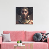 Vrouw met een ketting en oorbellen zwart Afrika Canvas Afdruk (Insitu (Woonkamer))
