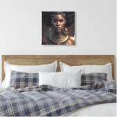 Vrouw met een ketting en oorbellen zwart Afrika Canvas Afdruk (Insitu (Slaapkamer))