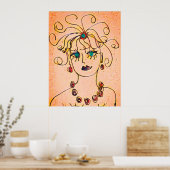 Vrouw met een ketting poster (Keuken)