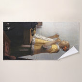 Vrouw met een Ketting van Pearl, Johannes Vermeer Badhanddoek (Badhanddoek)