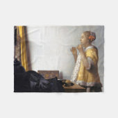 Vrouw met een Ketting van Pearl, Johannes Vermeer Fleece Deken (Voorkant (Horizontaal))