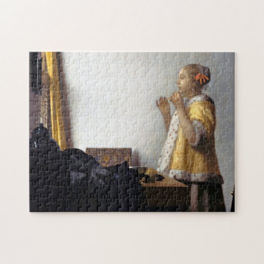 Vrouw met een Ketting van Pearl, Johannes Vermeer Legpuzzel (Horizontaal)