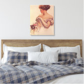 vrouw met een kitten (door Harrison Fisher) Canvas Afdruk (Insitu (Slaapkamer))