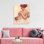 vrouw met een kitten (door Harrison Fisher) Canvas Afdruk (Insitu (Woonkamer))