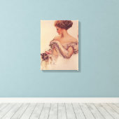  vrouw met een kitten (door Harrison Fisher) Canvas Afdruk (Insitu (Houten vloer))