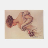  vrouw met een kitten (door Harrison Fisher) Deurmat (Voorkant)