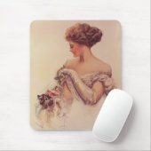 vrouw met een kitten (door Harrison Fisher) Muismat (Met muis)