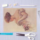  vrouw met een kitten (door Harrison Fisher) Tissuepapier (Craft)