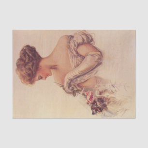  vrouw met een kitten (door Harrison Fisher) Tissuepapier