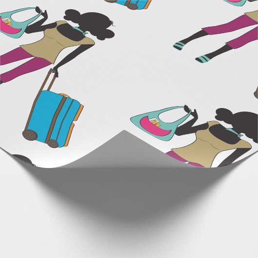 Vrouw met een koffer cadeaupapier