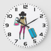 Vrouw met een koffer grote klok (Voorkant)