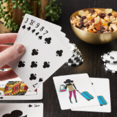 Vrouw met een koffer pokerkaarten (Insitu)