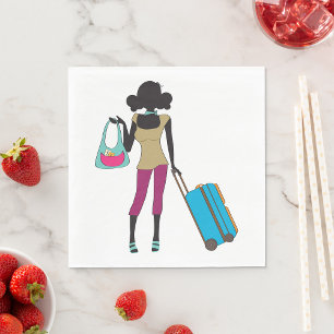 Vrouw met een koffer servet