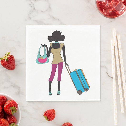 Vrouw met een koffer servet