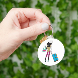 Vrouw met een koffer sleutelhanger