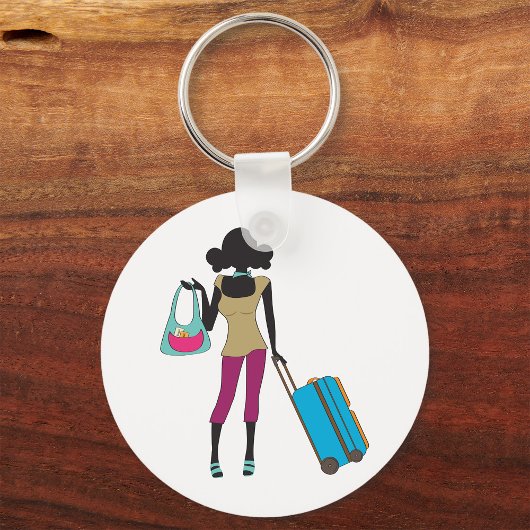 Vrouw met een koffer sleutelhanger