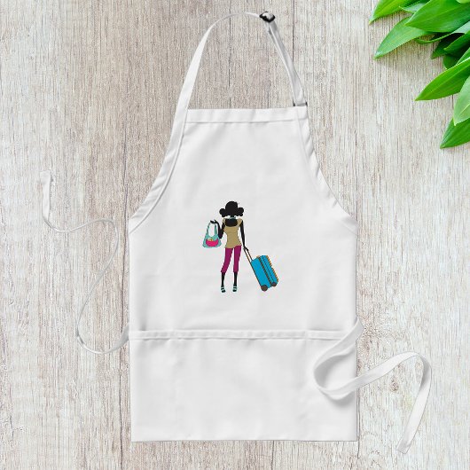 Vrouw met een koffer standaard schort