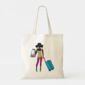Vrouw met een koffer tote bag (Achterkant)