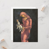 Vrouw met een Konijn Kaart (Voorkant / Achterkant in situ)