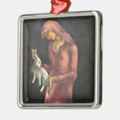 Vrouw met een Konijn Metalen Ornament (Links)